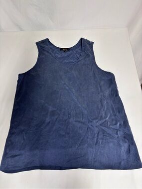 Quince 100% Washable Silk Pajama Tank Indigo Blue Size M